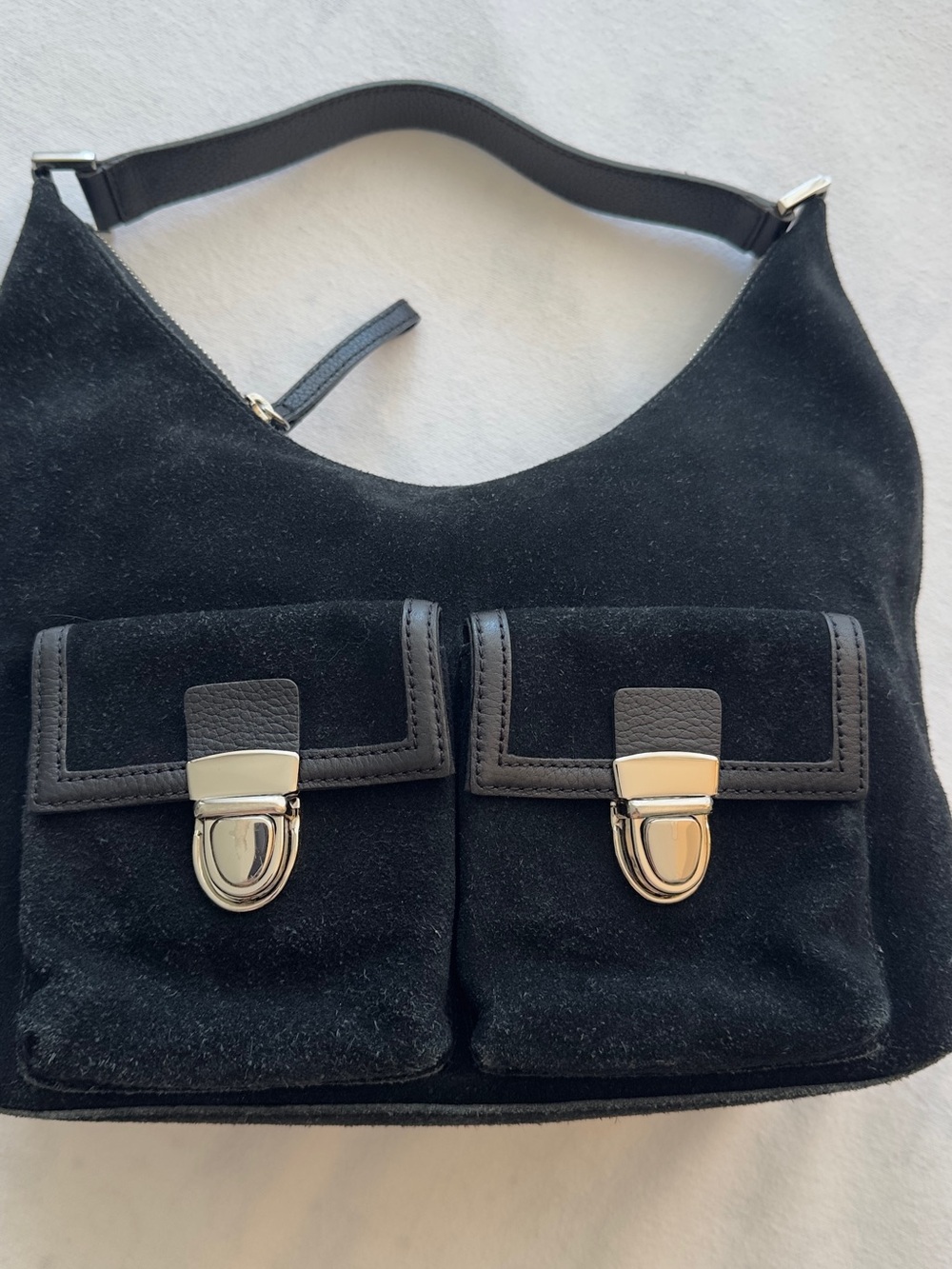 Vintage Banana Republic hobo bag in black real suede with leather details